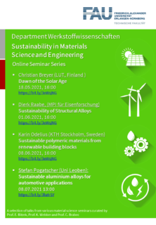Zum Artikel "New Lecture Series: Sustainability in Materials Science and Engineering"
